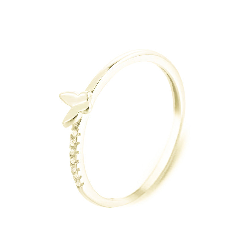 Anillo de mariposa de oro plateado de plata esterlina al por mayor